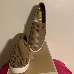 MICHAEL Michael Kors Brown Perforated Slip-On Sneakers